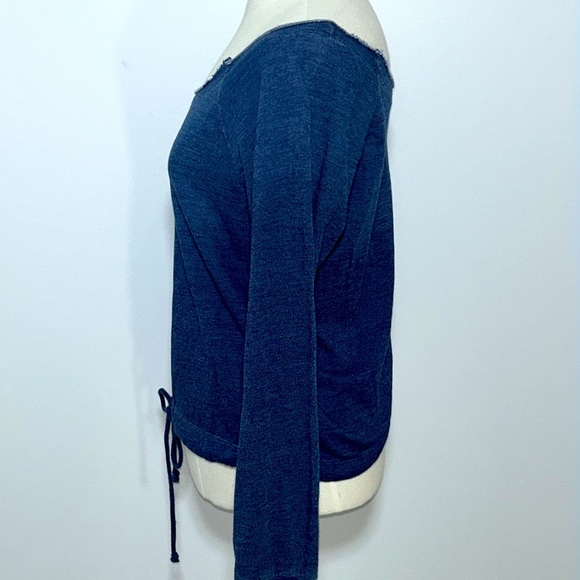 Cloth & Stone Long Sleeve Scoop Neck Blue Sweatshirt Chambray Waist Drawstring S - Picture 2 of 9